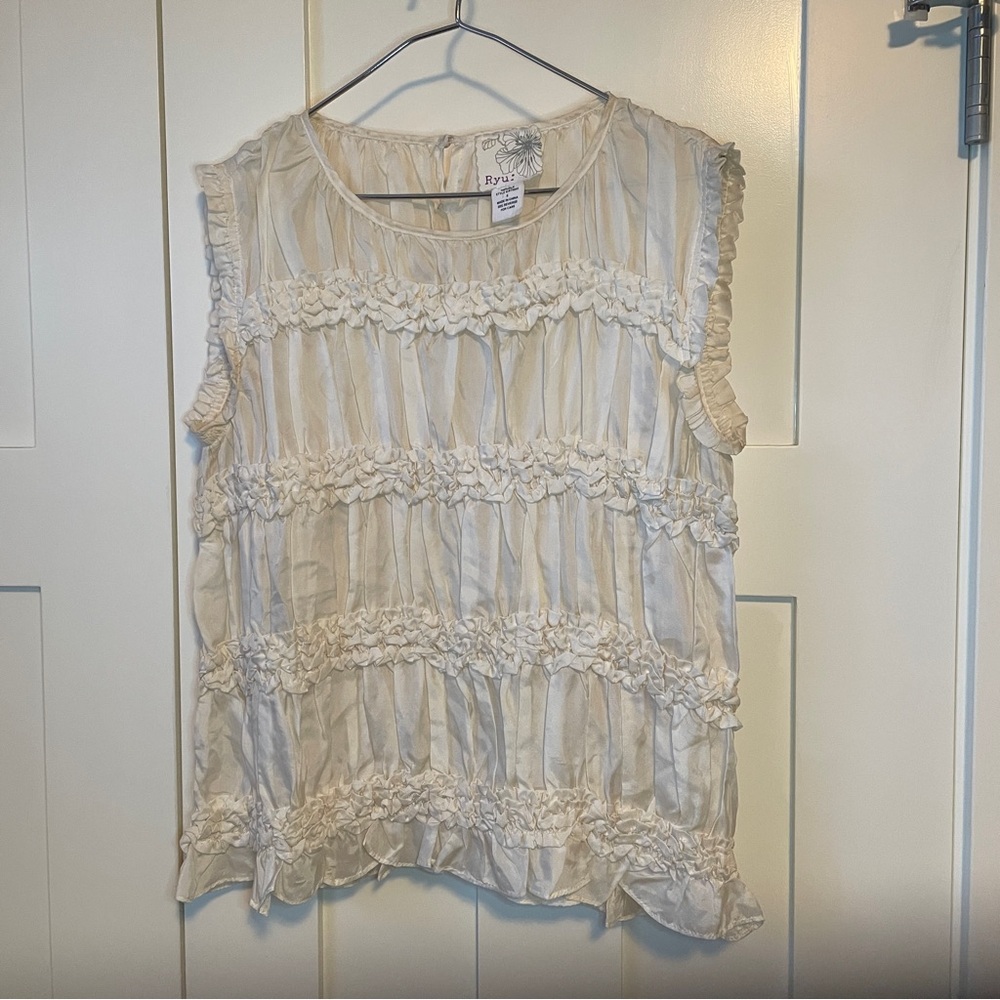 Elegant Cream Ruffle Blouse